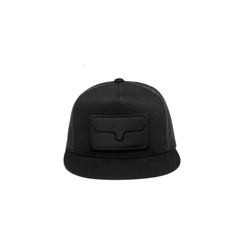 Kimes Ranch Unisex Banner Ventilated Trucker Adjustable Snapback High-Profile Flat Bill Logo Cap/Black/Black - Image 2